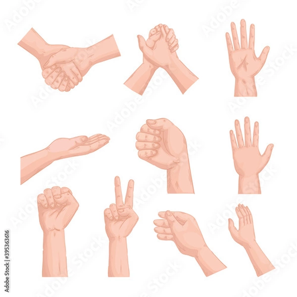 Obraz ten hands humans set symbols icons vector illustration design