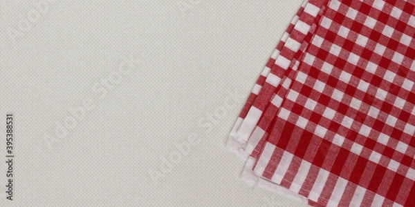 Fototapeta Flat lay composition with red checkered towel.