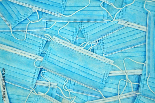 Obraz Pile of blue mouth nose masks - medical background
