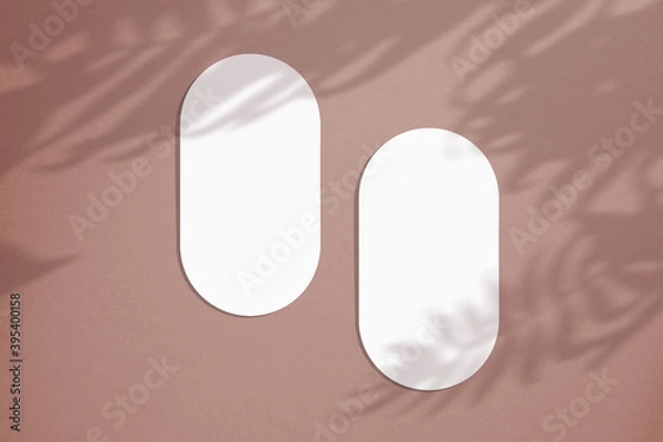 Fototapeta Mockup cards in a minimalistic style. Blank oval form with rounded edges. Perfect for wedding invitation and greeting card.