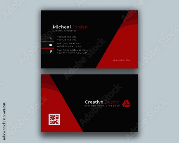 Obraz Black and Red Creative Business Card Template Design