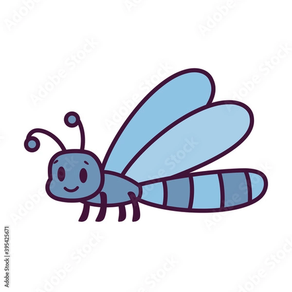 Fototapeta Isolated cartoon of a dragonfly - Vector illustration