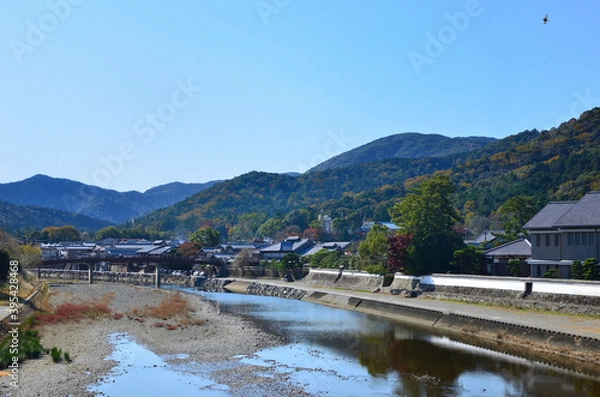 Obraz 三重県伊勢市　浦田橋からおかげ横丁を眺める