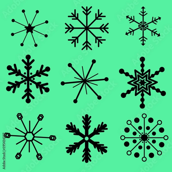 Obraz set of snowflakes, Mid Century Snowflakes, Vector Snowflakes