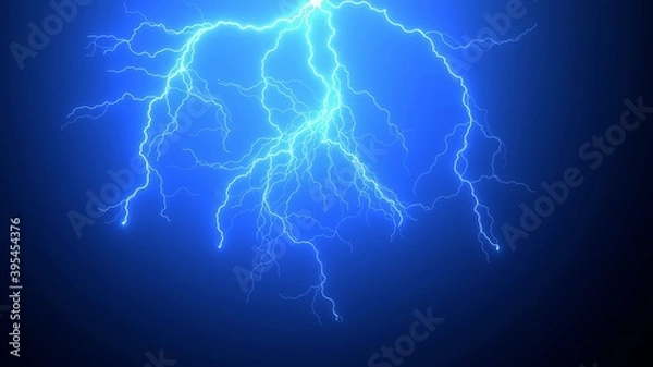 Obraz Natural Realistic Impact of lighting Strikes or lightning bolt, electrical storm, thunderstorm with flashing lightning ,4k High Quality, 3d render
