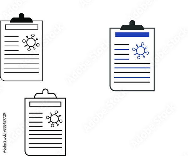 Fototapeta report icon in different style vector illustration. The theme of the corona virus two color and black report vector icons designed with the style of the fill, outline, line and stroke can be used for 