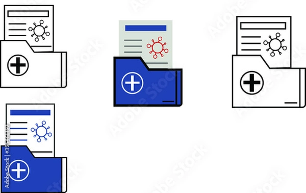 Obraz report icon in different style vector illustration. The theme of the corona virus two color and black report vector icons designed with the style of the fill, outline, line and stroke can be used for 