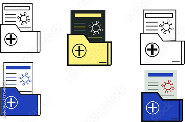 Obraz report icon in different style vector illustration. The theme of the corona virus two color and black report vector icons designed with the style of the fill, outline, line and stroke can be used for 