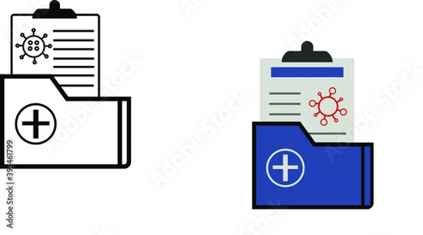 Fototapeta report icon in different style vector illustration. The theme of the corona virus two color and black report vector icons designed with the style of the fill, outline, line and stroke can be used for 