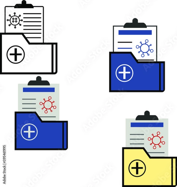 Fototapeta report icon in different style vector illustration. The theme of the corona virus two color and black report vector icons designed with the style of the fill, outline, line and stroke can be used for 