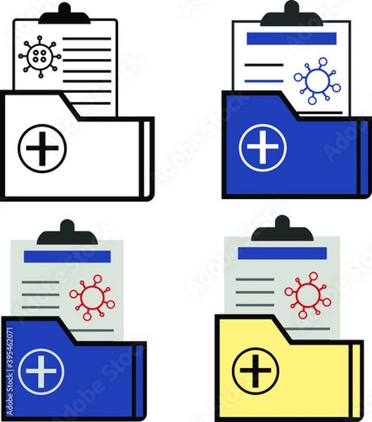 Obraz report icon in different style vector illustration. The theme of the corona virus two color and black report vector icons designed with the style of the fill, outline, line and stroke can be used for 