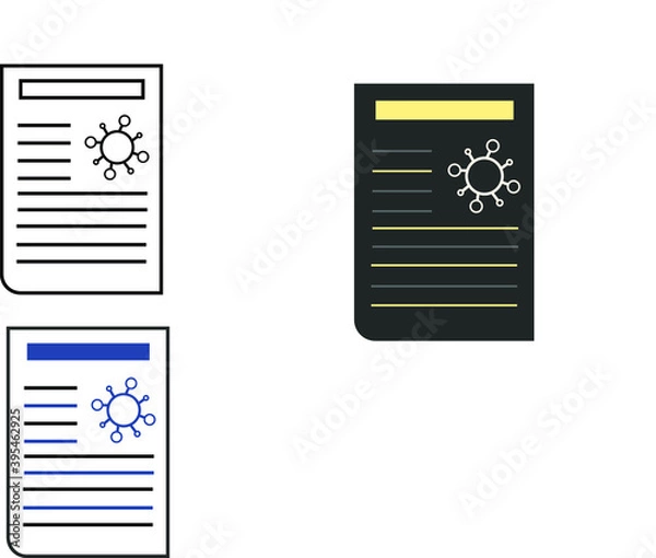 Obraz report icon in different style vector illustration. The theme of the corona virus two color and black report vector icons designed with the style of the fill, outline, line and stroke can be used for 