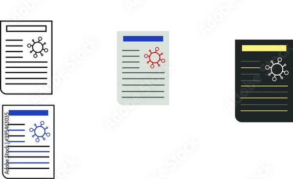 Fototapeta report icon in different style vector illustration. The theme of the corona virus two color and black report vector icons designed with the style of the fill, outline, line and stroke can be used for 