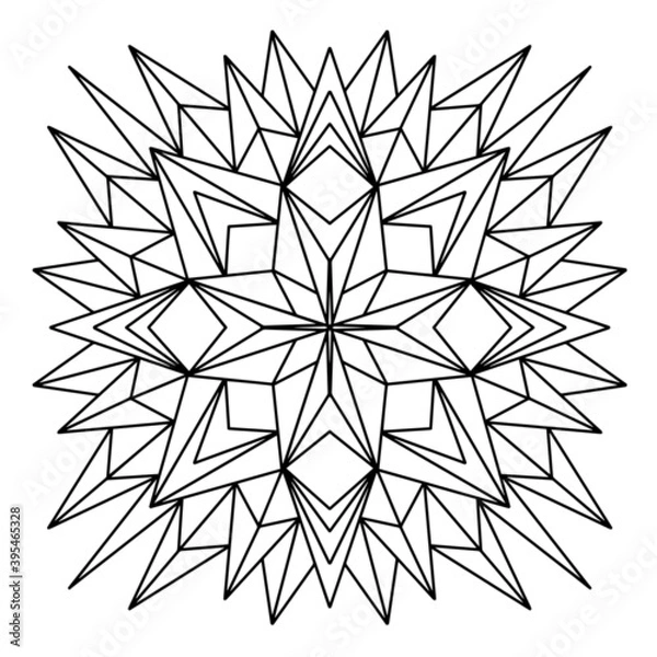 Fototapeta Easy mandala like star, basic and simple mandalas coloring book for adults, seniors, and beginner. Digital drawing. Floral. Flower. Oriental. Book Page. Vector.