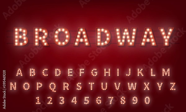 Obraz Light bulb alphabet. Broadway style 3d retro typography typeface