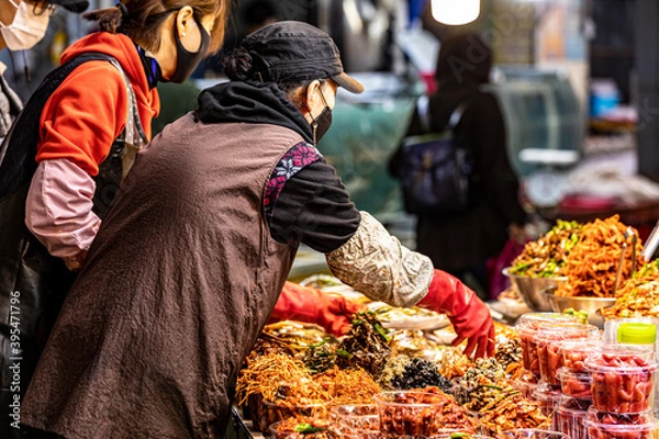 Obraz 韓国の市場の女性