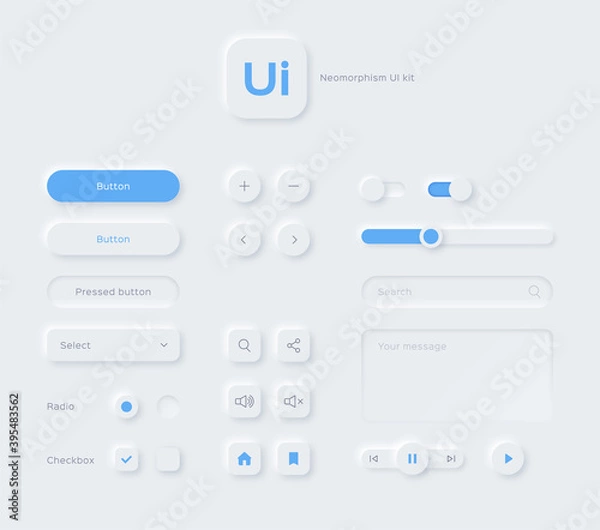 Fototapeta Neumorphic ui kit. Neumorphism style.