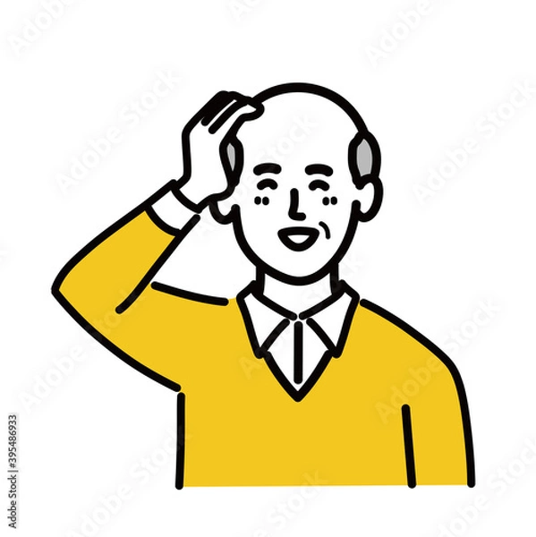 Fototapeta 男性　シニア　ベクター　ポップ　照れる
