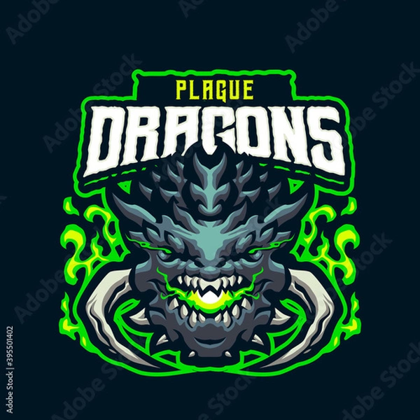 Fototapeta Plague Dragon Head Mascot logo for esport and sport team