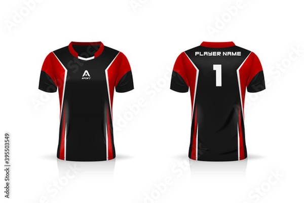 Fototapeta Specification Soccer Sport mockup , Esports Gaming T Shirt Jersey template. mock up uniform . Vector Illustration design