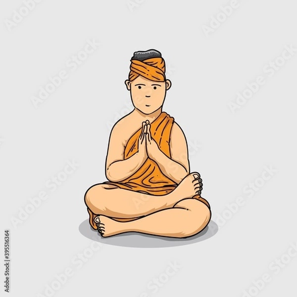 Fototapeta illustration of a hermit with an orange color concept as a form of gratitude