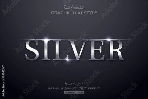 Fototapeta Silver Elegant Glow Editable Text Effect Font Style