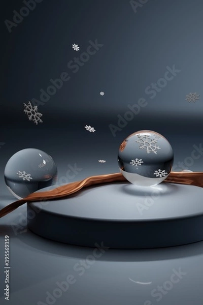 Fototapeta Winter decorations on light blue background