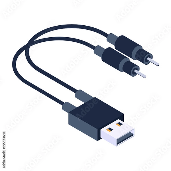 Fototapeta 
Isometric icon of usb cable, modern style vector 
