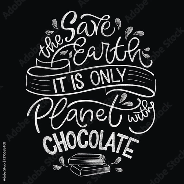 Obraz Chocolate hand lettering chalk quote. Christmas winter word composition. Design elements for t-shirts, bag, poster, card, sticker and menu