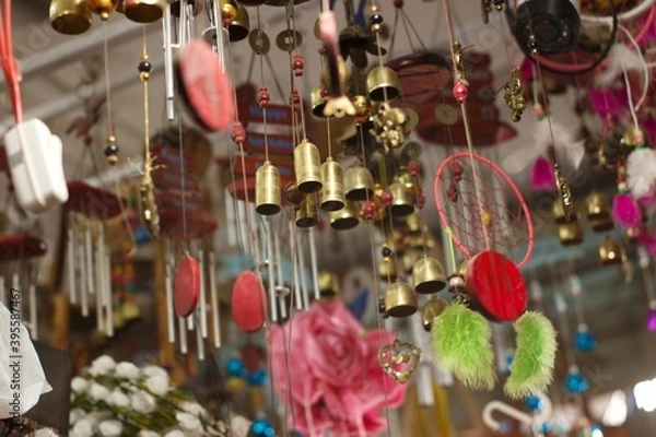 Obraz Wind chimes decorations and dream catcher. 