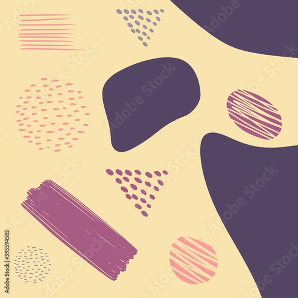Fototapeta Hand drawn abstract memphis pattern texture with handmade elements, different decors. Texture can be used for wallpapers, prints, websites. white background EPS Vector