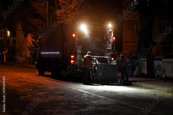 Fototapeta garbage collecting truck