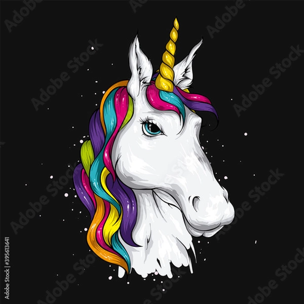 Obraz A beautiful unicorn. Vector illustration for a postcard or poster, print on clothes.
