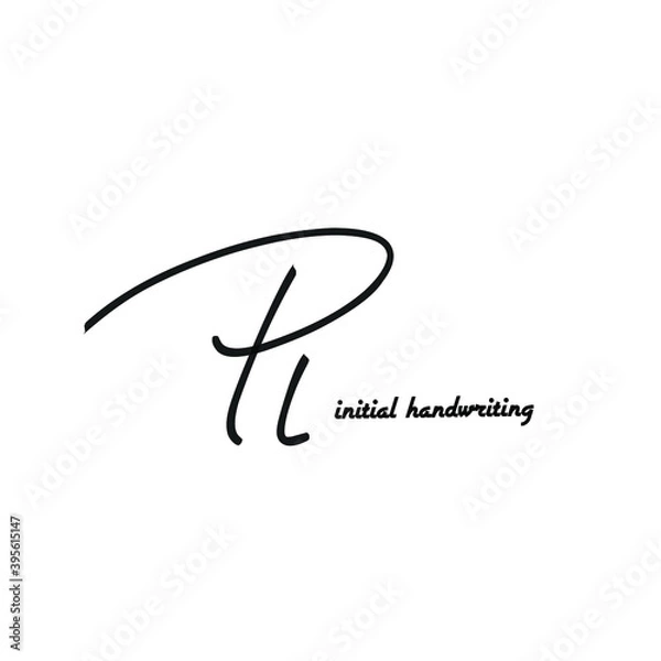 Fototapeta PL initial logo handwriting template vector
