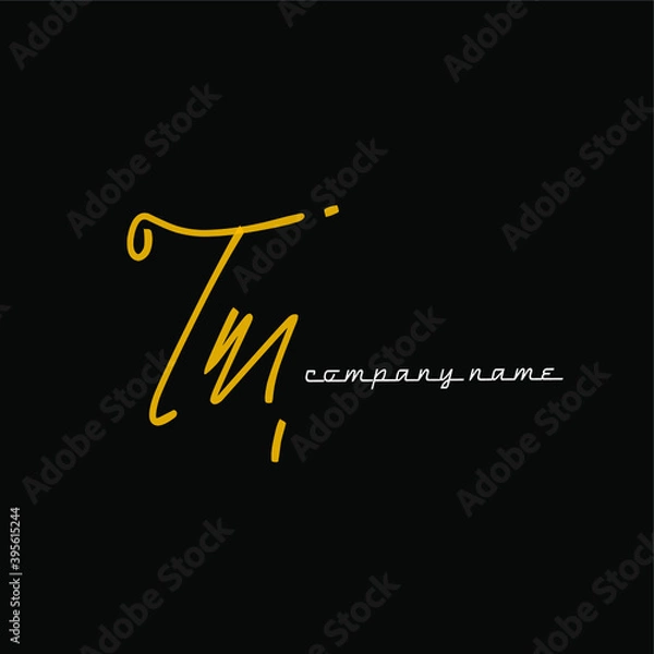 Fototapeta Tm initial logo handwriting template vector