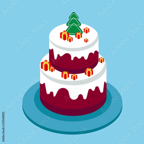 Obraz Christmas cake with presents