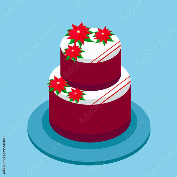 Obraz Christmas cake with flowers