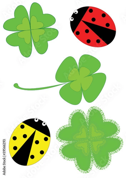 Obraz Clovers and Ladybugs