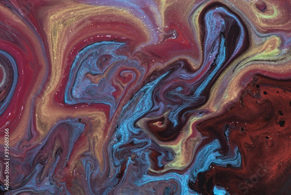 Obraz liquid abstract background with oil painting streaks and watercolor.Abstract fluid acrylic painting.