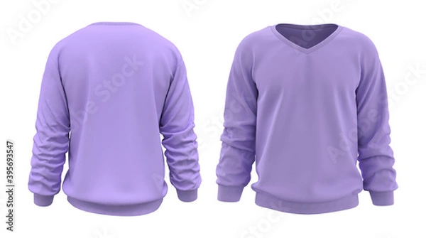 Fototapeta Blank sweatshirt mock up template in front, and back views, isolated on white, 3d rendering, 3d illustration
