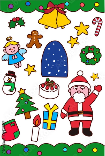 Fototapeta クリスマスアイコンセット