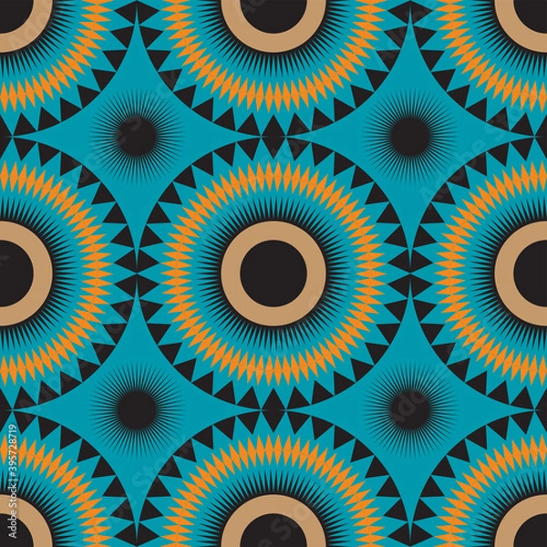 Fototapeta African Design Zigzag Circles for Fabric and Textile Print