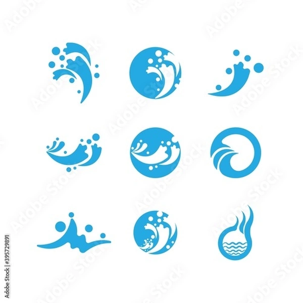 Fototapeta Water wave symbol and icon Logo Template vector


