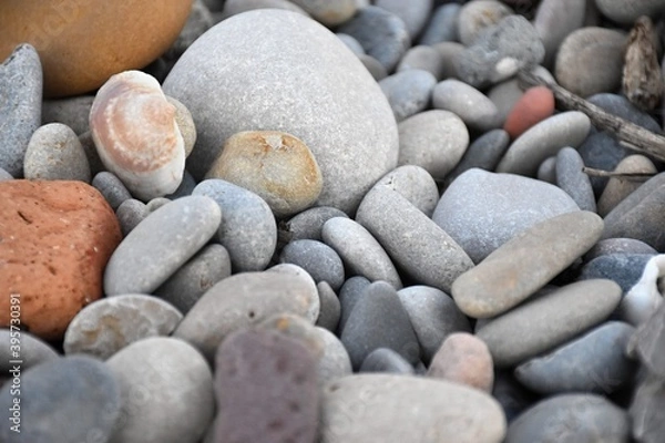 Obraz Quality photographic image. Image of beach pebbles. Texture image to decorate.