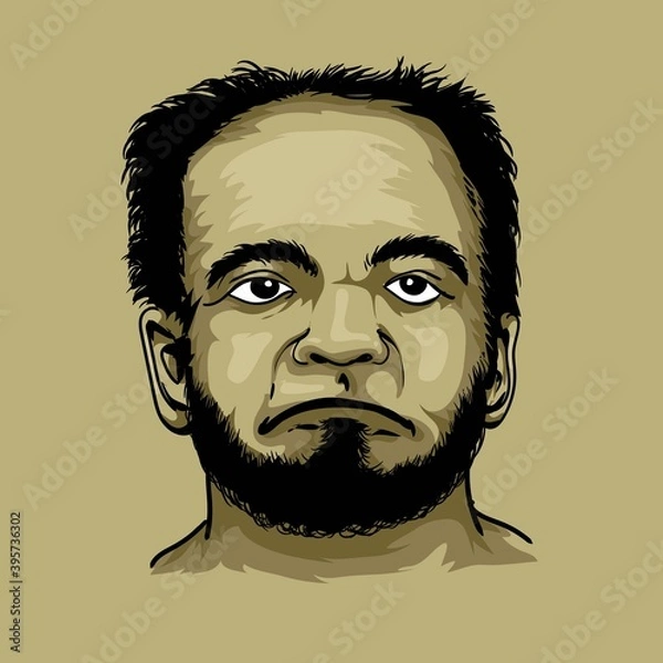 Fototapeta vector face of a gloomy person with green combination and bad face