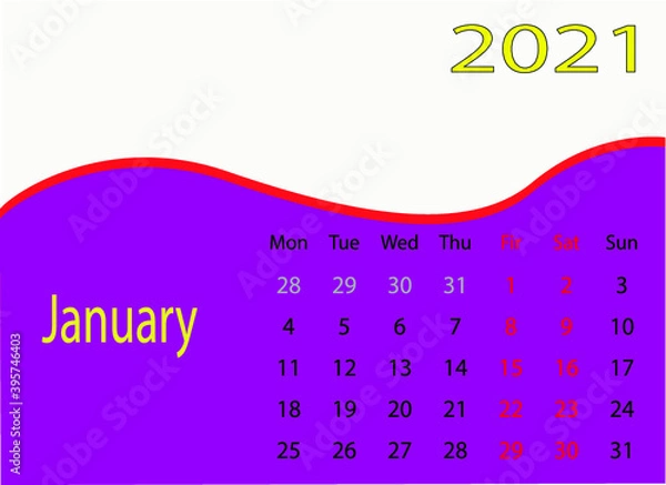 Fototapeta 2021 calendar 