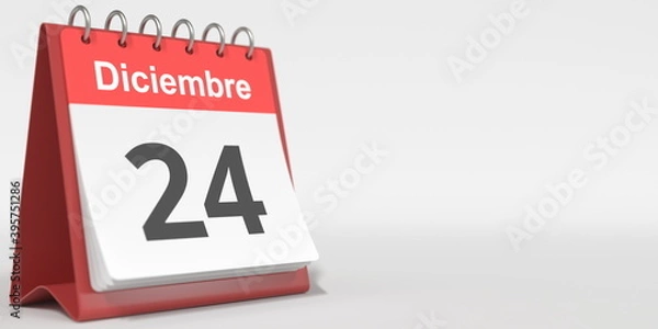 Obraz December 24 date written in Spanish on the flip calendar, 3d rendering