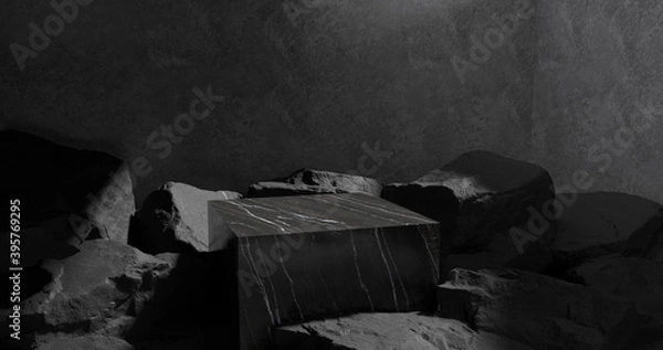 Fototapeta 3d rendering of marble podium and stone.