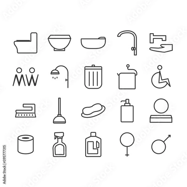 Obraz icon set icons symbol illustration vector sign design button kitchen white bottle web internet graphic glass drink pictogram business food coffee