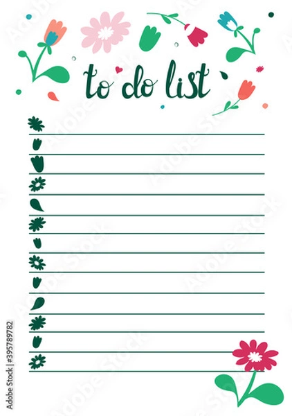 Fototapeta To Do List in doodle style. Vector illustration. Planner in autumn theme. Schedule. Notes template
